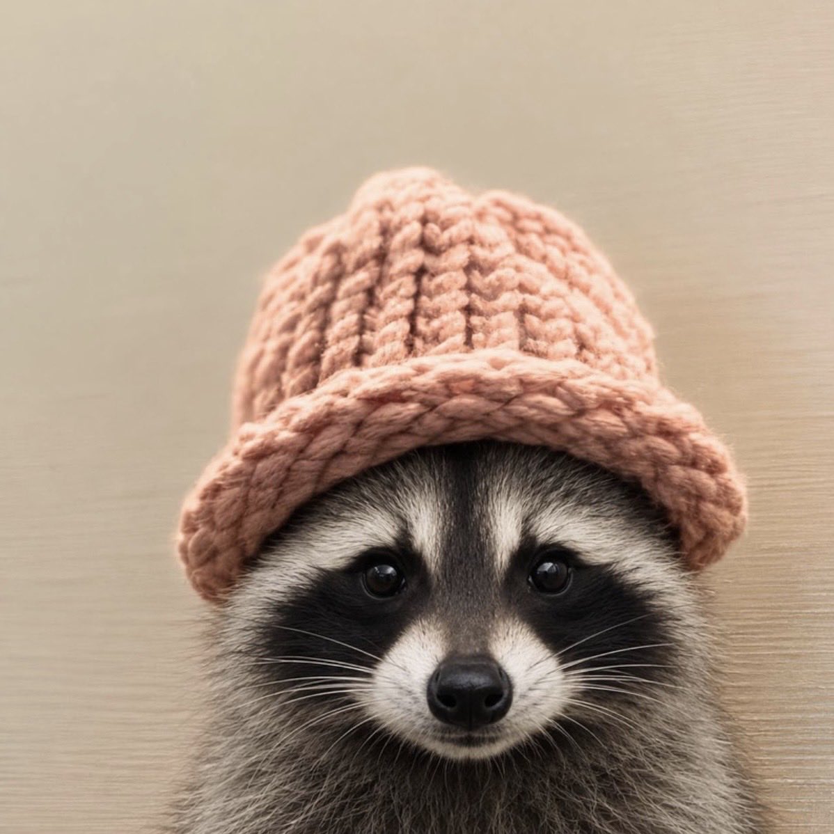 JIMWIF mascot — a raccoon wearing a knitted beanie, official mascot of the Raccoon Republic
